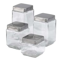 Glass & Steel Canister Set, 4-pc