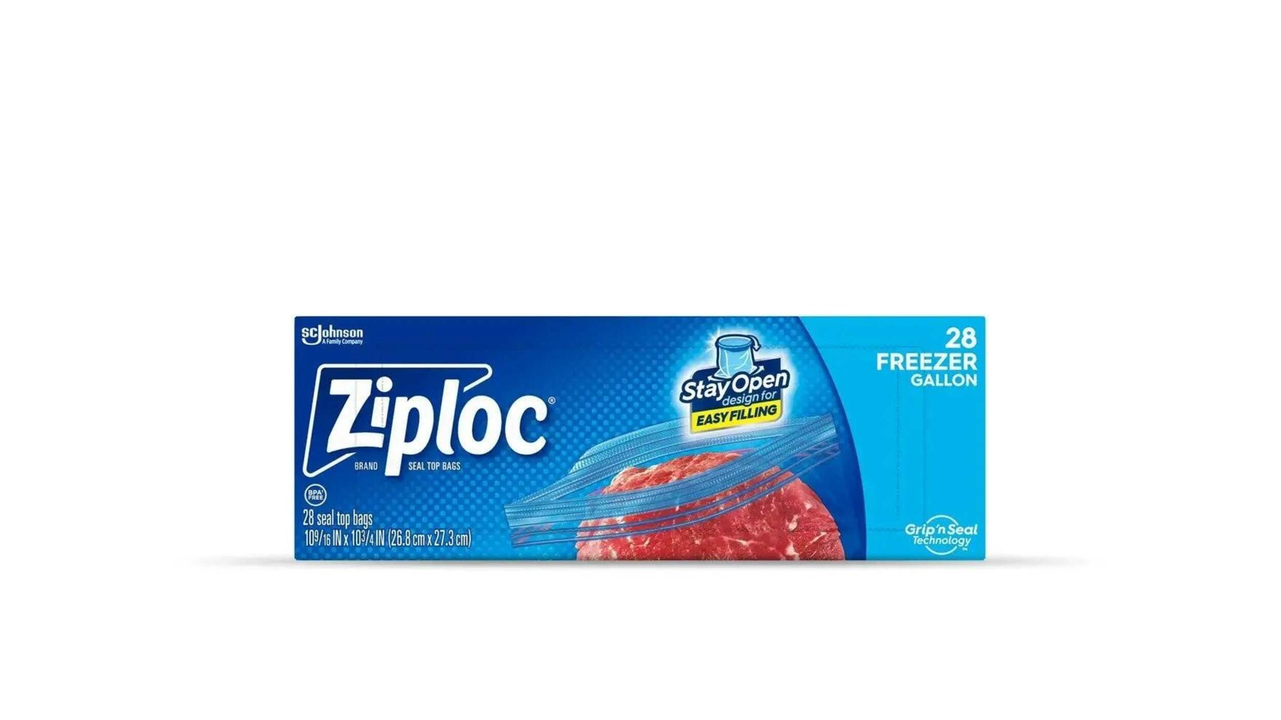 Ziploc Large Freezer Bags Value Pack, 3.7-L, 28-pk Front_Flat
