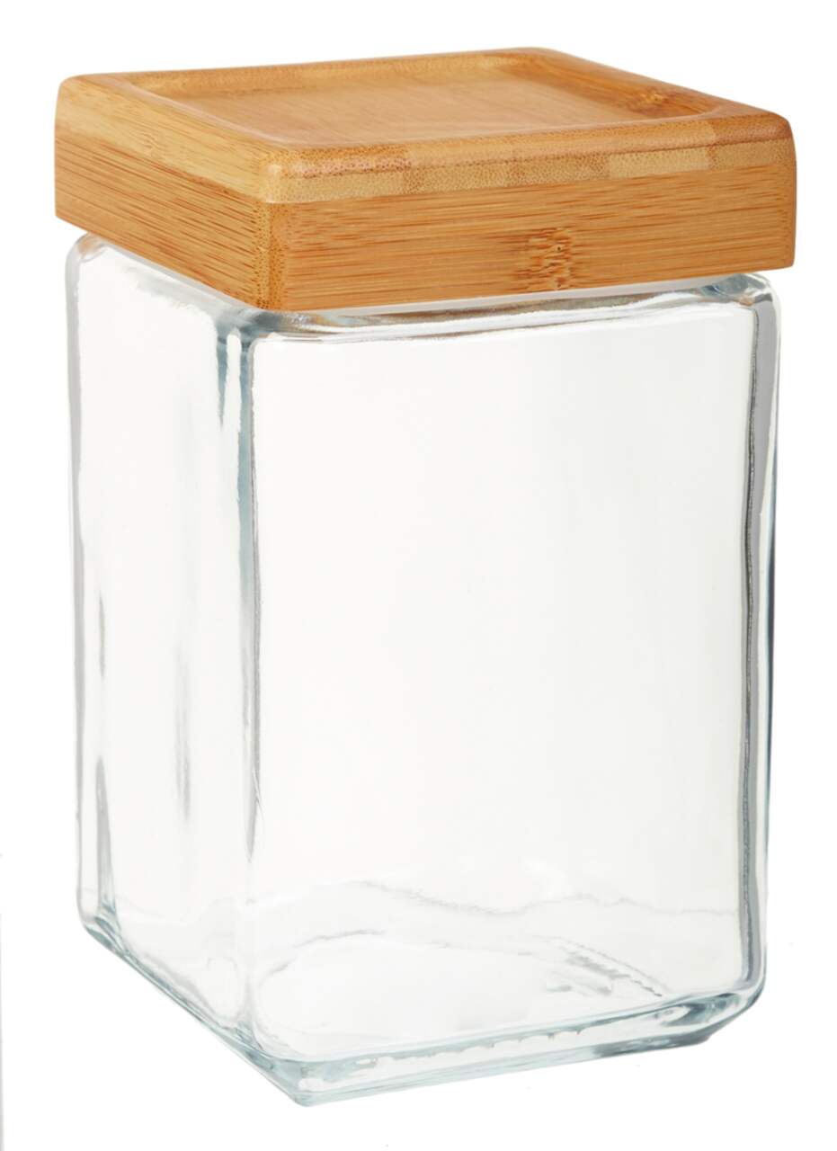 1 1/2 Quart Anchor Square Jar with Bamboo Lid