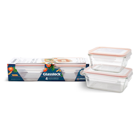 Glasslock Food Storage Container and Lid Set with Airtight Seal, Rectangular, Assorted Sizes, 2 Count Composite_or_Mixed