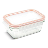 Glasslock Rectangle Glass Food Storage Container with Airtight Seal, 470-mL Front_Angled_Right
