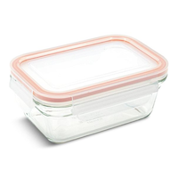 Glasslock Rectangle Glass Food Storage Container with Airtight Seal, 470-mL Front_Angled_Right