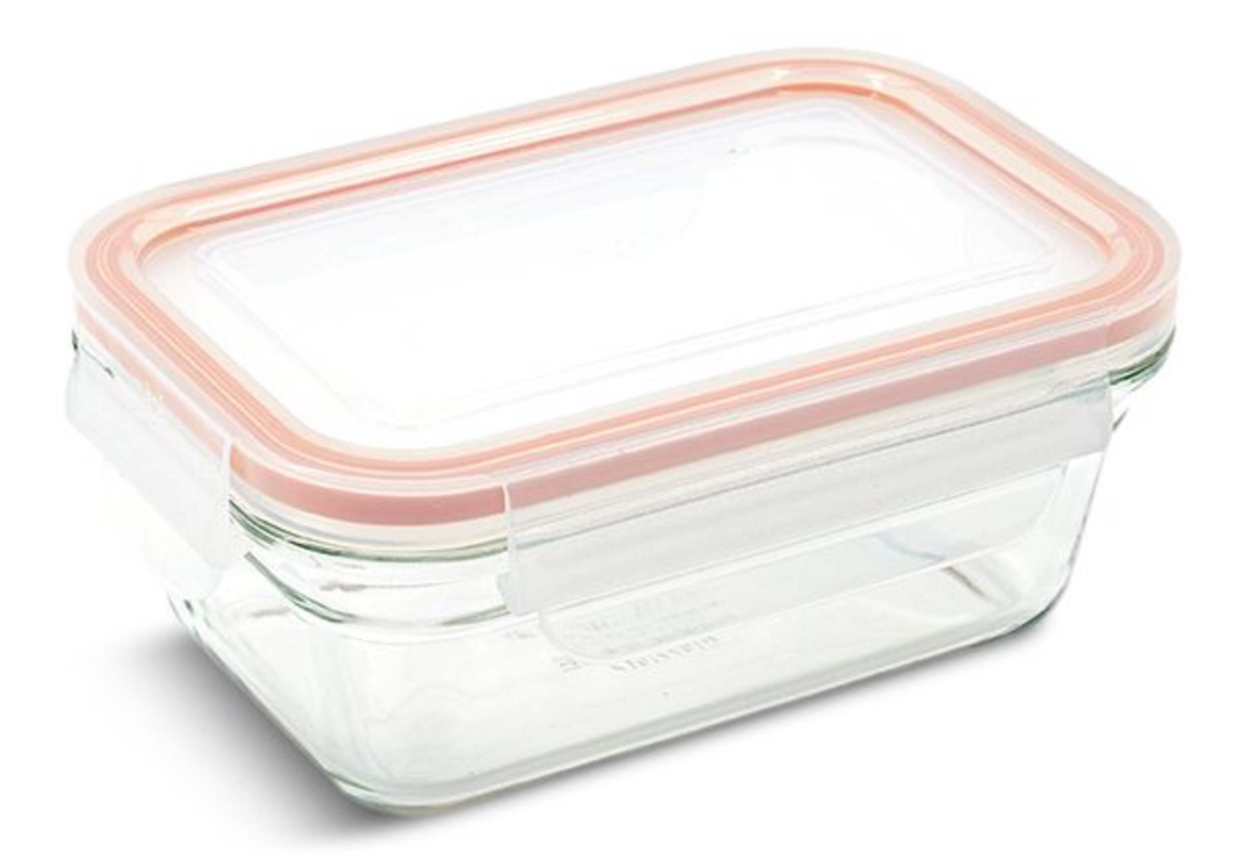Glasslock Rectangle Glass Food Storage Container with Airtight Seal, 470-mL Front_Angled_Right