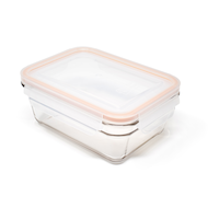 Glasslock Rectangular Glass Food Storage Container with Leakproof Lid, 970-mL Front_Three_Fourths_Angled_Right