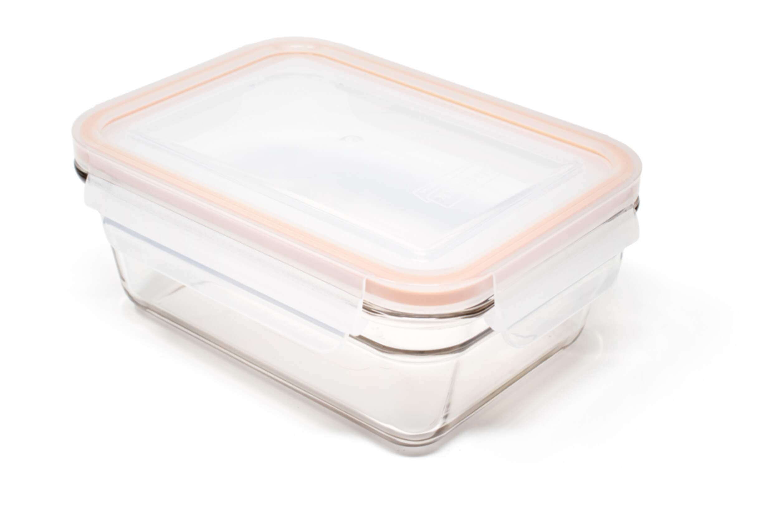 Glasslock Rectangular Glass Food Storage Container with Leakproof Lid, 970-mL Front_Three_Fourths_Angled_Right