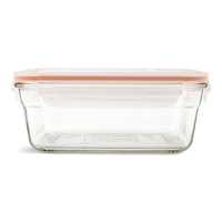 Glasslock Rectangular Glass Food Storage Container with Leakproof Lid, 1.7-L Front_Flat