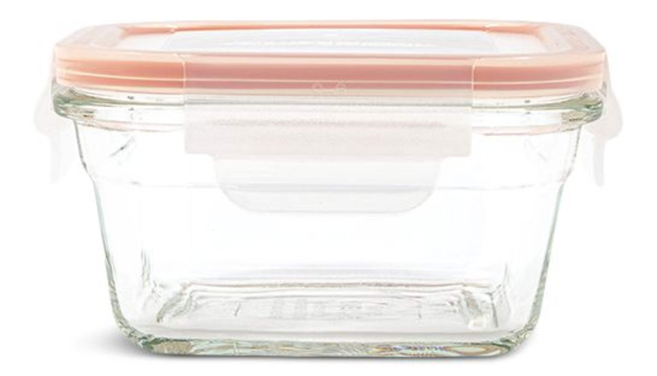 Glasslock Square Glass Food Storage Container with Leakproof Lid, 405-mL Front_Elevated