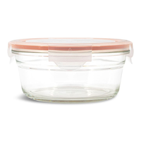 Glasslock Round Glass Food Storage Container with Leakproof Lid, 850-mL Front_Elevated