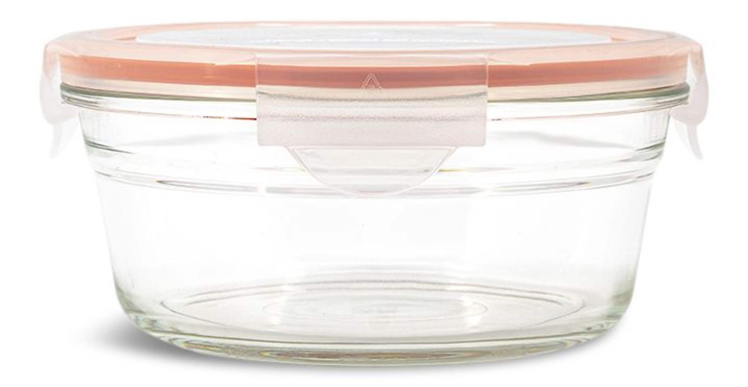 Glasslock Round Glass Food Storage Container with Leakproof Lid, 850-mL Front_Elevated