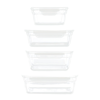 Glasslock Glass Food Storage Container Set with Leakproof Lids, 4 Count Front_Flat