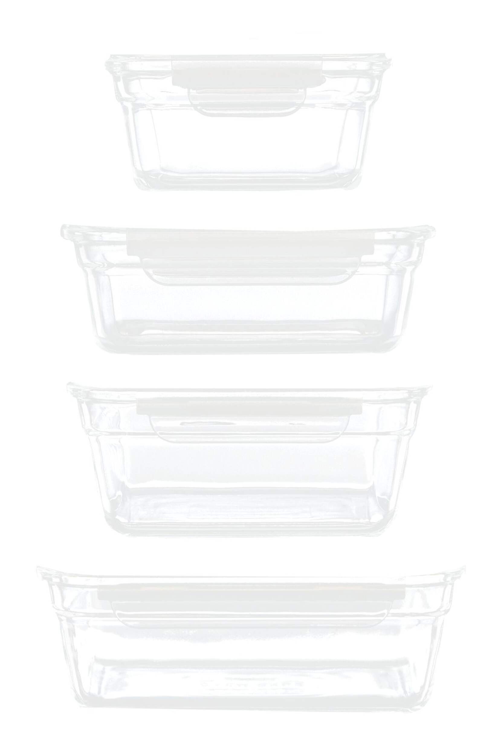 Glasslock Glass Food Storage Container Set with Leakproof Lids, 4 Count Front_Flat