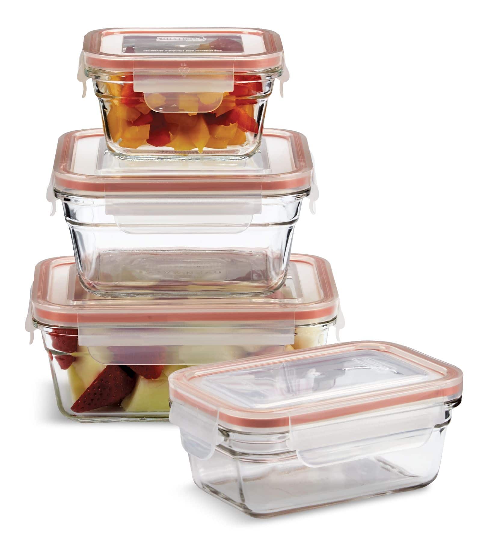 Glasslock Glass Food Storage Container Set Leakproof, 8-pc