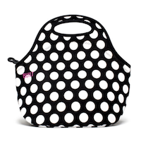 Built Gourmet Big Dot Lunch Bag Water Resistant, Black and White Front_Flat