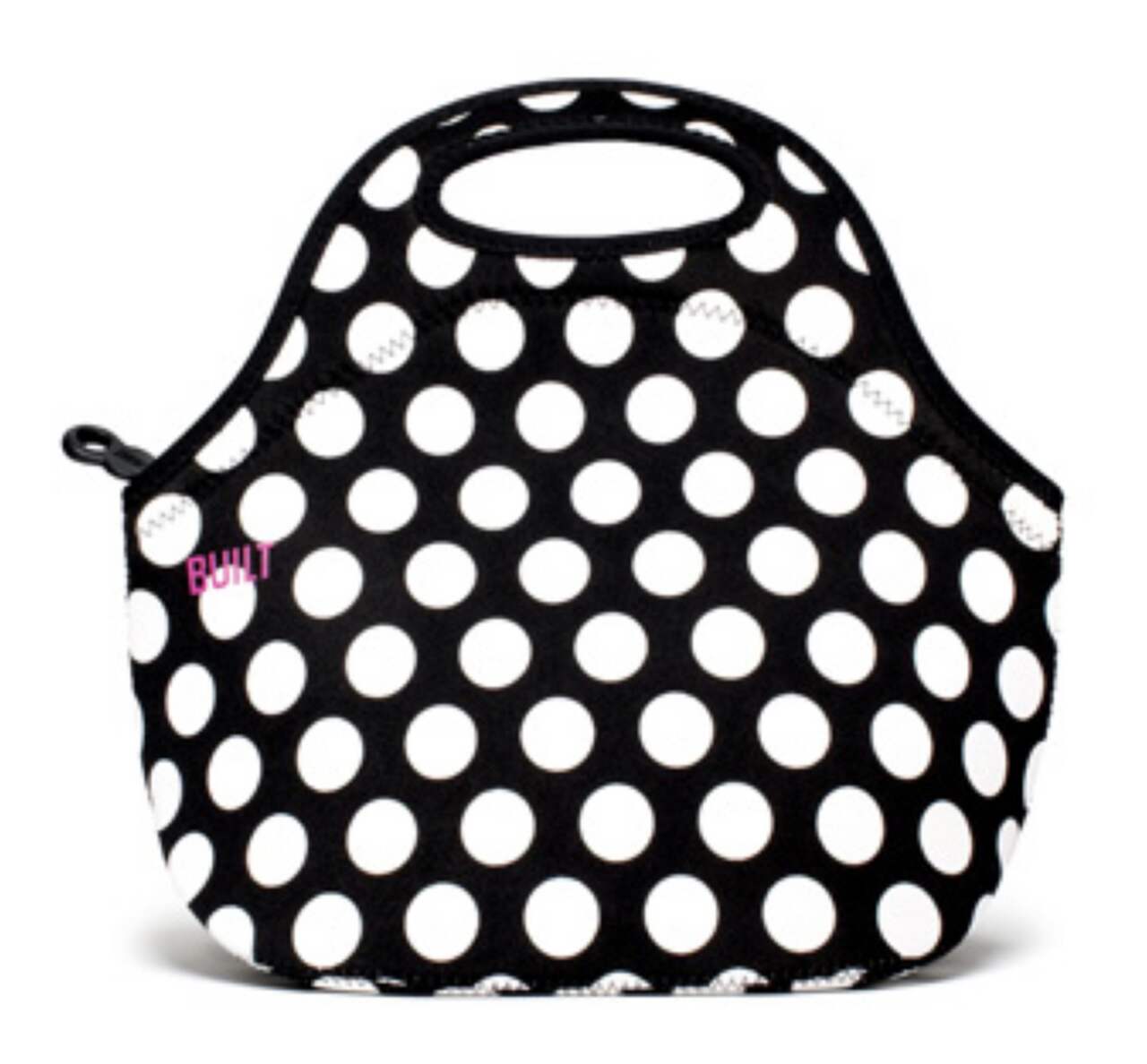 Built Gourmet Big Dot Lunch Bag Water Resistant, Black and White