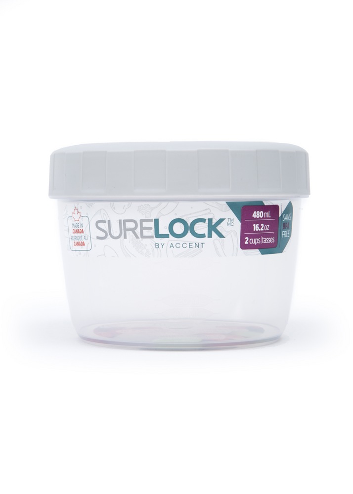 Surelock Plastic Food Storage Container with Airtight Seal, 480mL