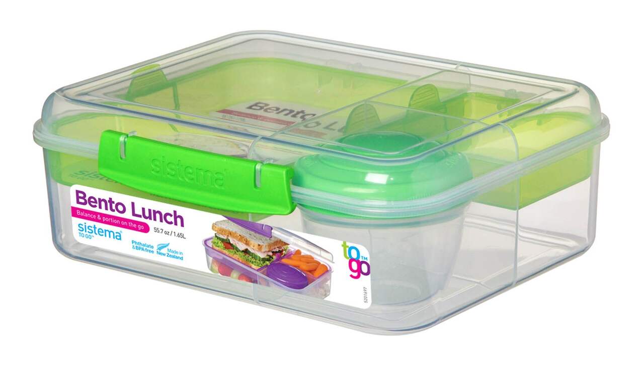 Sistema To Go™ Bento Lunch Box Plastic Food Storage Container, 1.65 L (55.7  oz), Colour May Vary