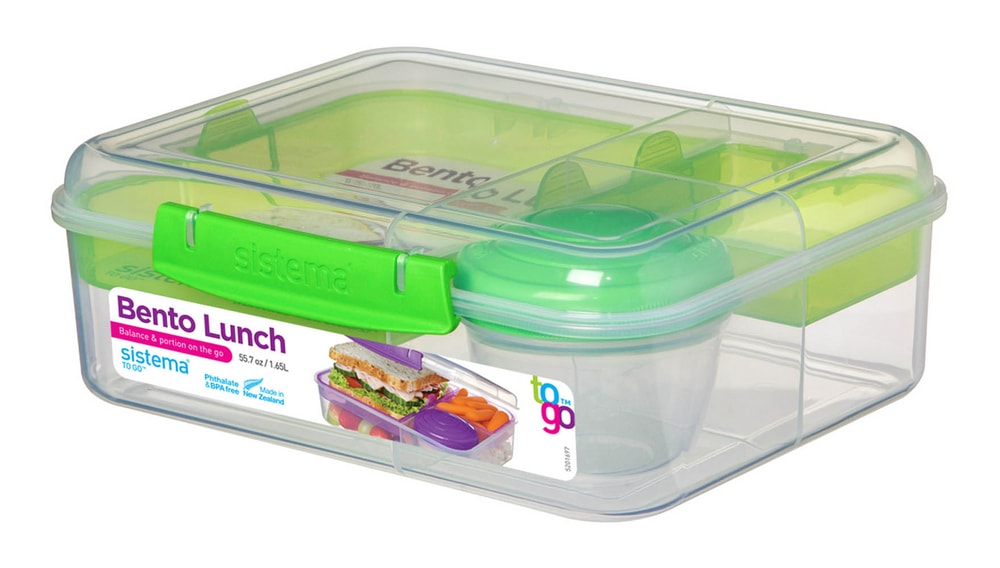 Sistema to Go Bento Lunch Box Plastic Food Storage Container, 1.64L