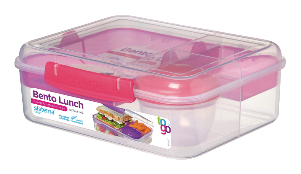Sistema to Go Bento Lunch Box Plastic Food Storage Container, 1.64L