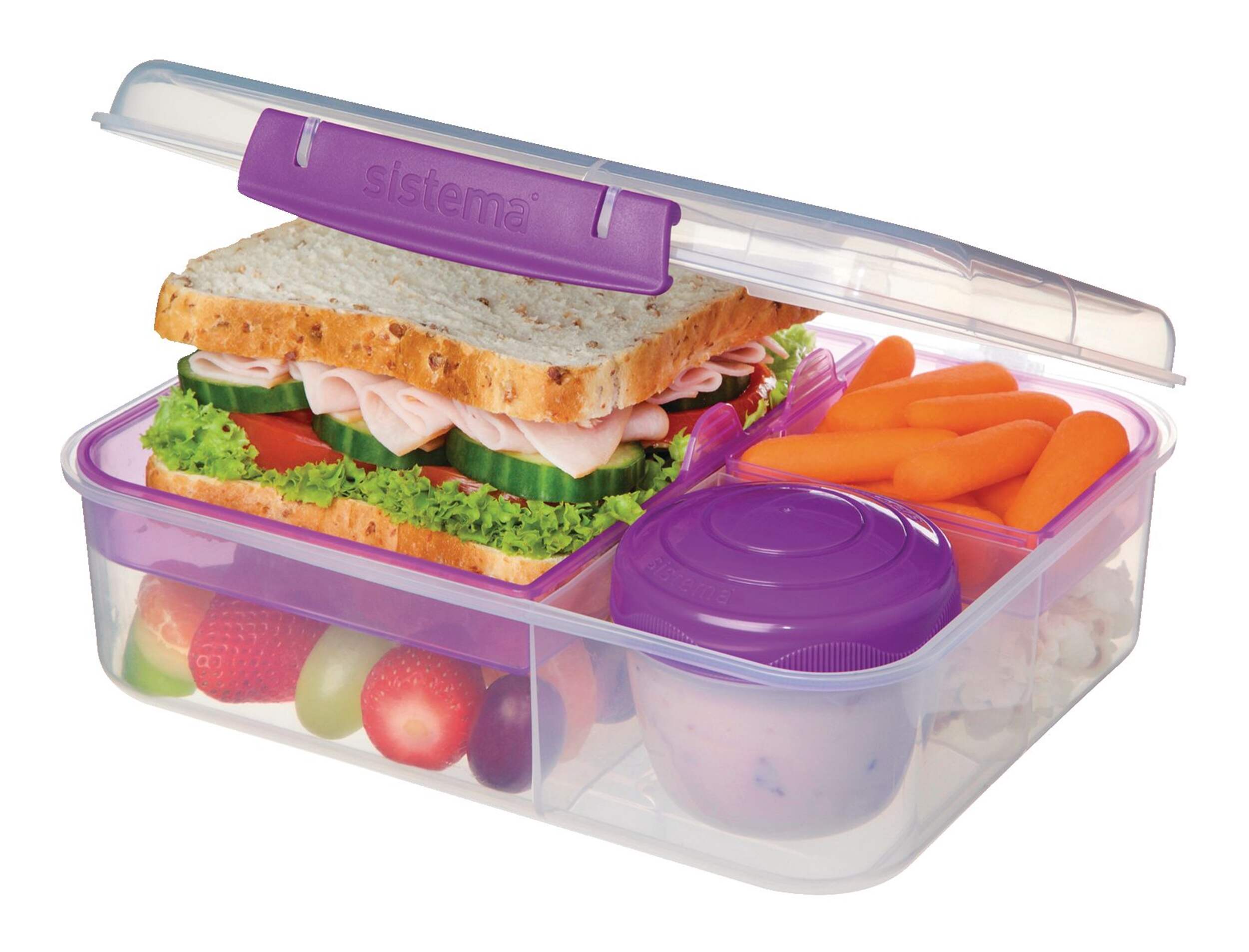 Boîte à lunch en plastique pour aliments Bento Sistema To Go, 1,65 L (55,7 oz) Front_Angled_Left
