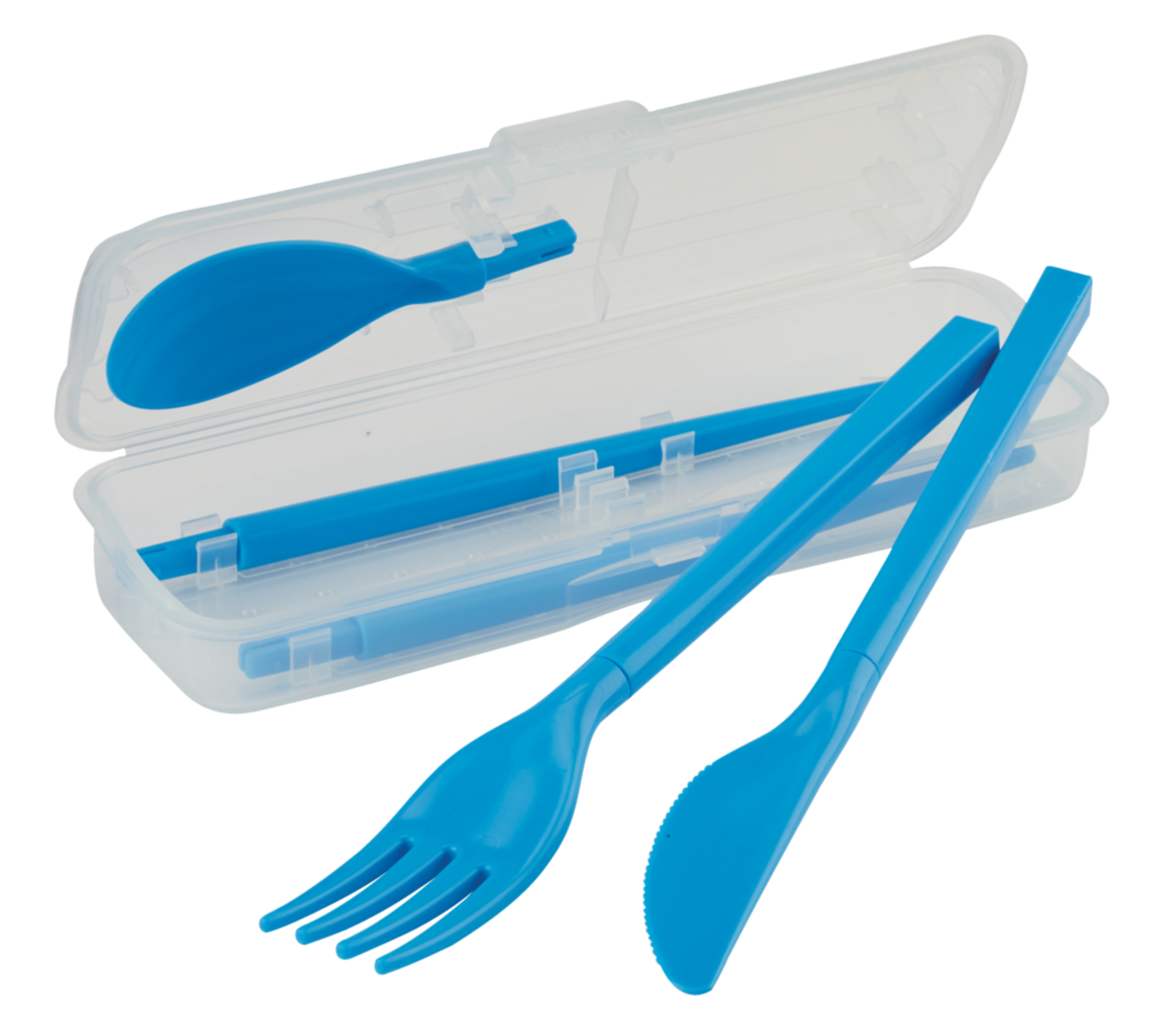 Ensemble de coutellerie de voyage modulaire en plastique Sistema Cutlery Set To Go, avec couteau, fourchette, cuillère, baguettes et étui Composite_or_Mixed