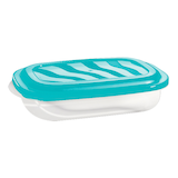 Rectangular Plastic Food Storage Container, 650-mL Front_Angled_Right
