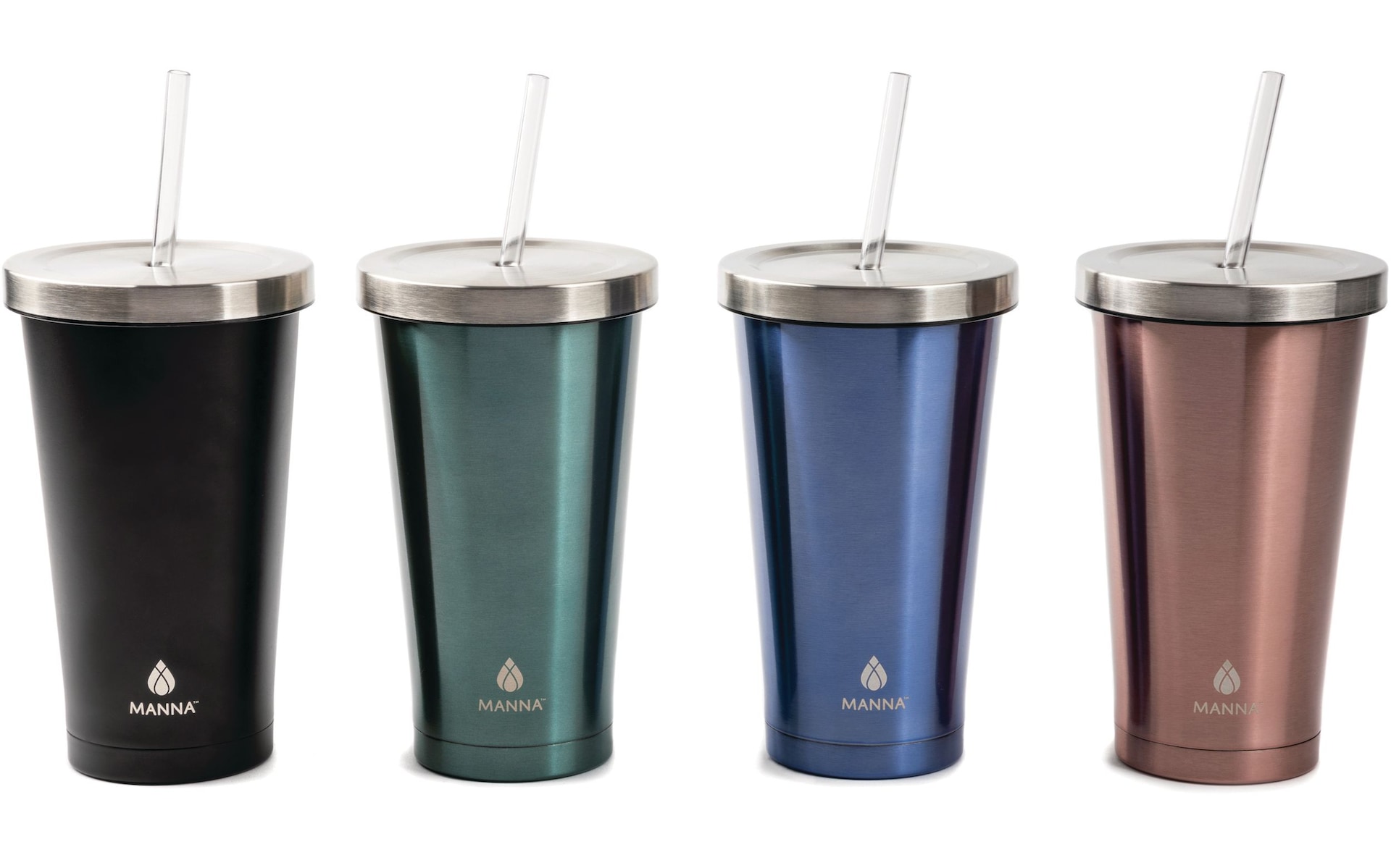 Manna Chilly Stainless Steel Tumbler with Straw, Assorted, 530mL