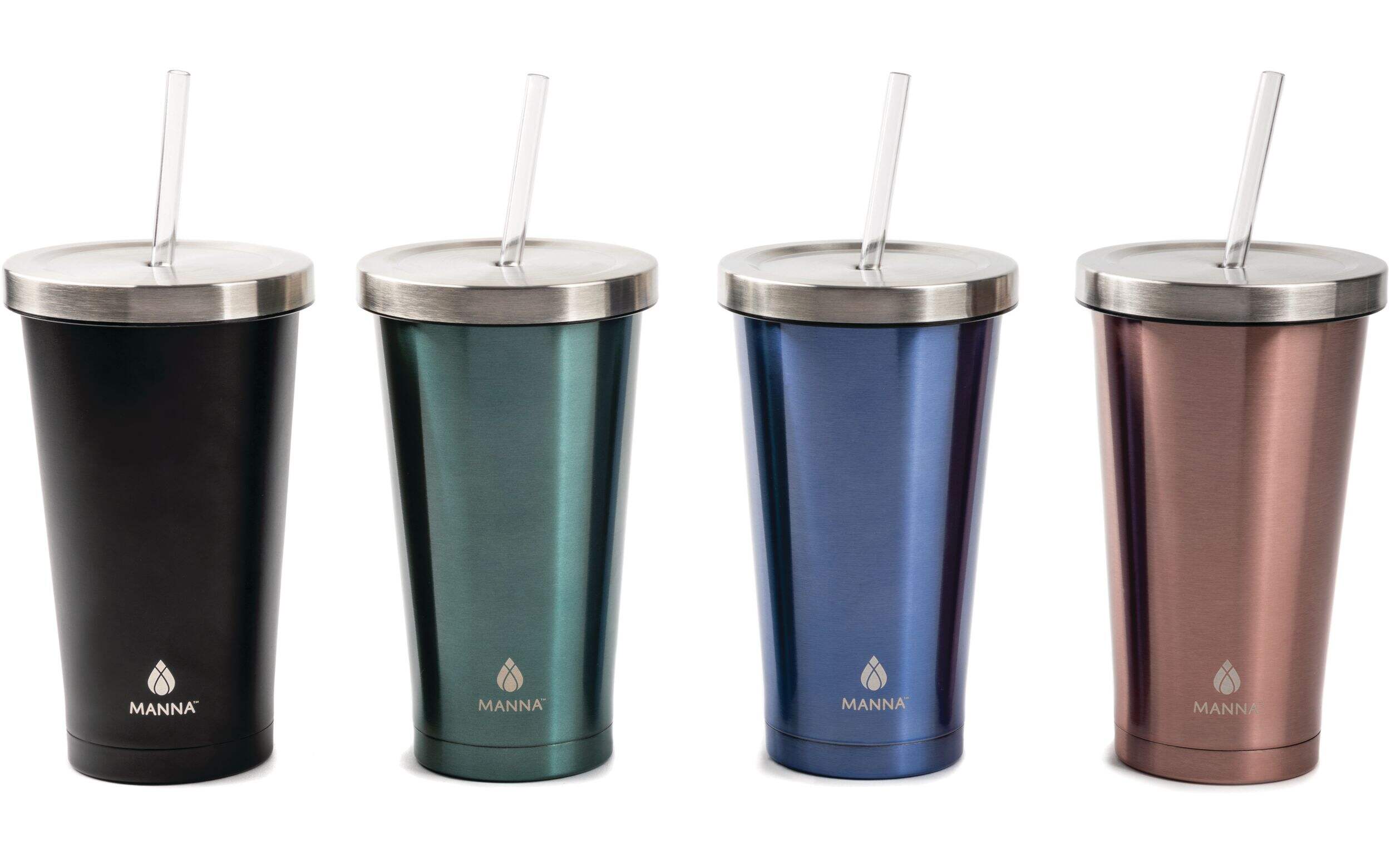 Manna Chilly Stainless Steel Tumbler with Straw, Assorted, 530-mL Front_Elevated