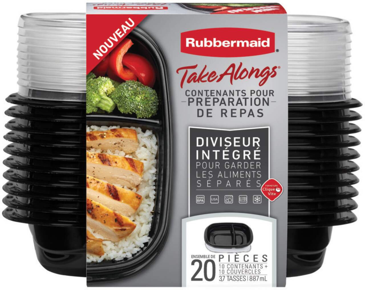 Rubbermaid Take Alongs Meal Prep Bowls Containers + Lids - 8 ct pkg