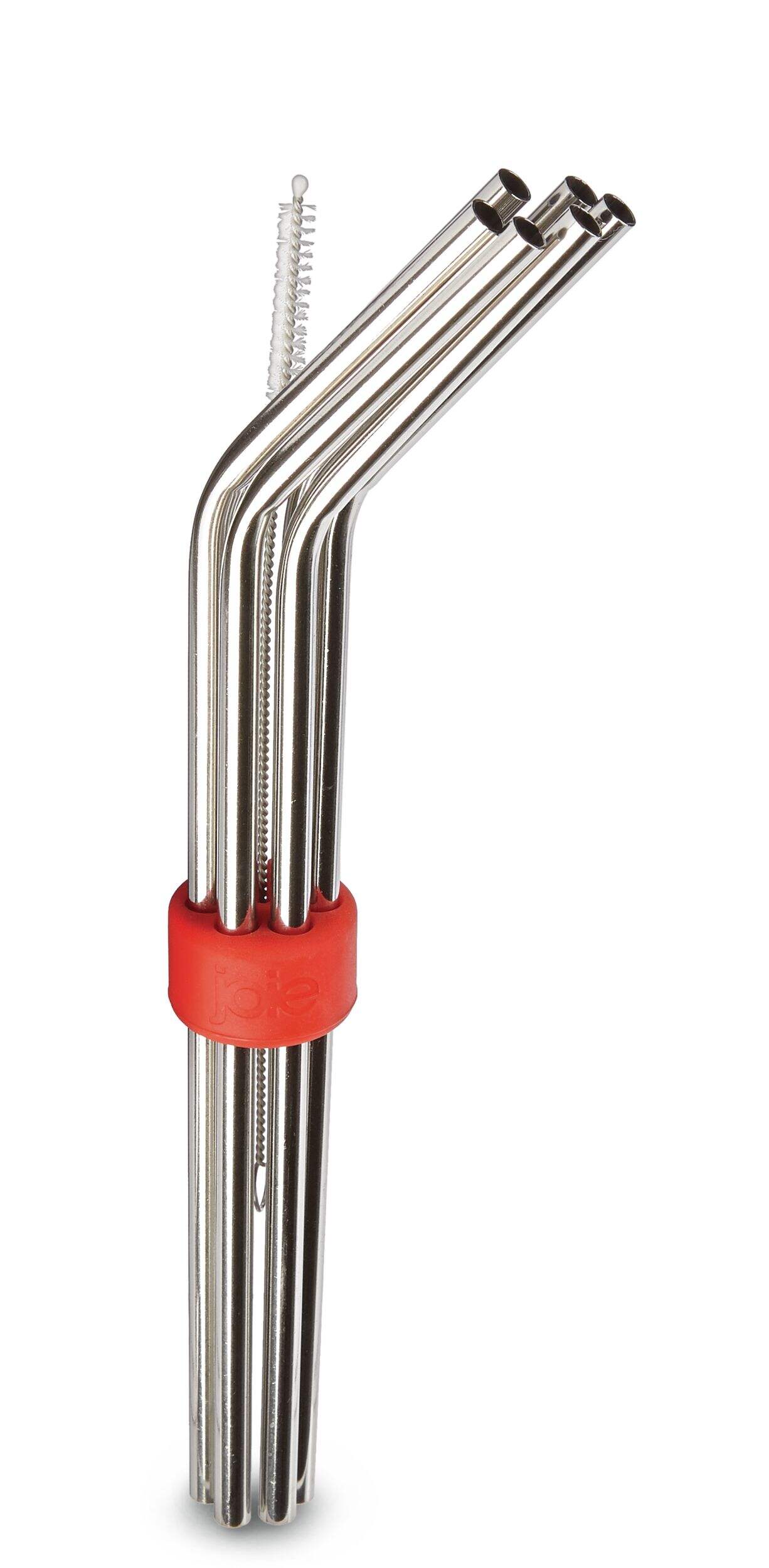 Pailles réutilisables en acier inoxydable Joie avec goupillon pour paille, paq. 8 Front_Angled_Right