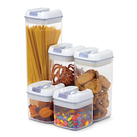 MASTER Chef Pantry Plastic Storage Container Set with Airtight Seal, 5 Count Front_Three_Fourths_Angled_Left