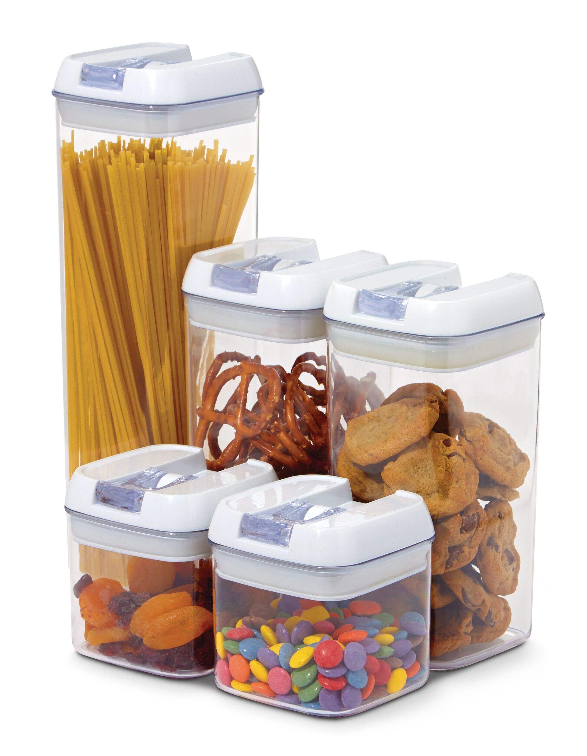 MASTER Chef Pantry Plastic Storage Container Set with Airtight Seal, 5 Count Front_Three_Fourths_Angled_Left