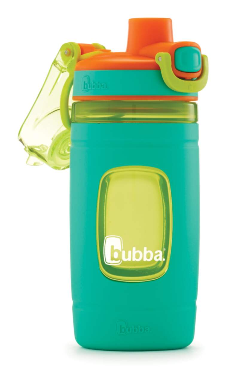Bubba Flo Kids' Plastic Water Bottle with Pour Spout Lid, Green, 473-mL