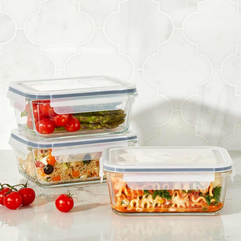 Vida by PADERNO Glass Clip Lid Food Storage Container Set Leakproof, 3