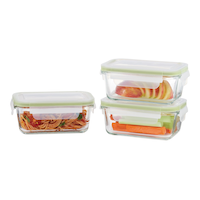 Vida by PADERNO Glass Clip Leakproof Lid Food Storage Container, 485 mL, 3 Count Front_Elevated