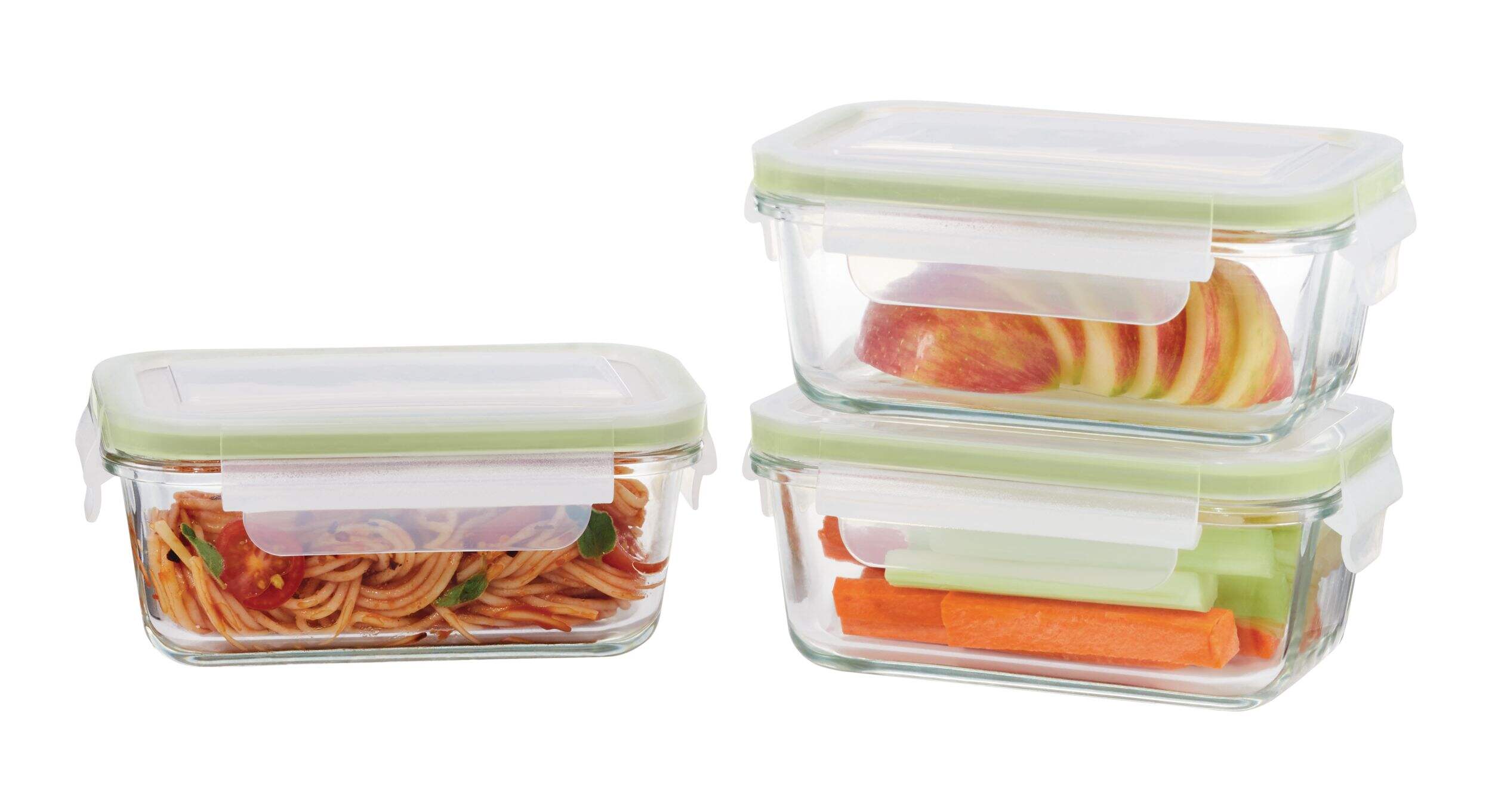 Vida by PADERNO Glass Clip Leakproof Lid Food Storage Container, 485 mL, 3 Count Front_Elevated