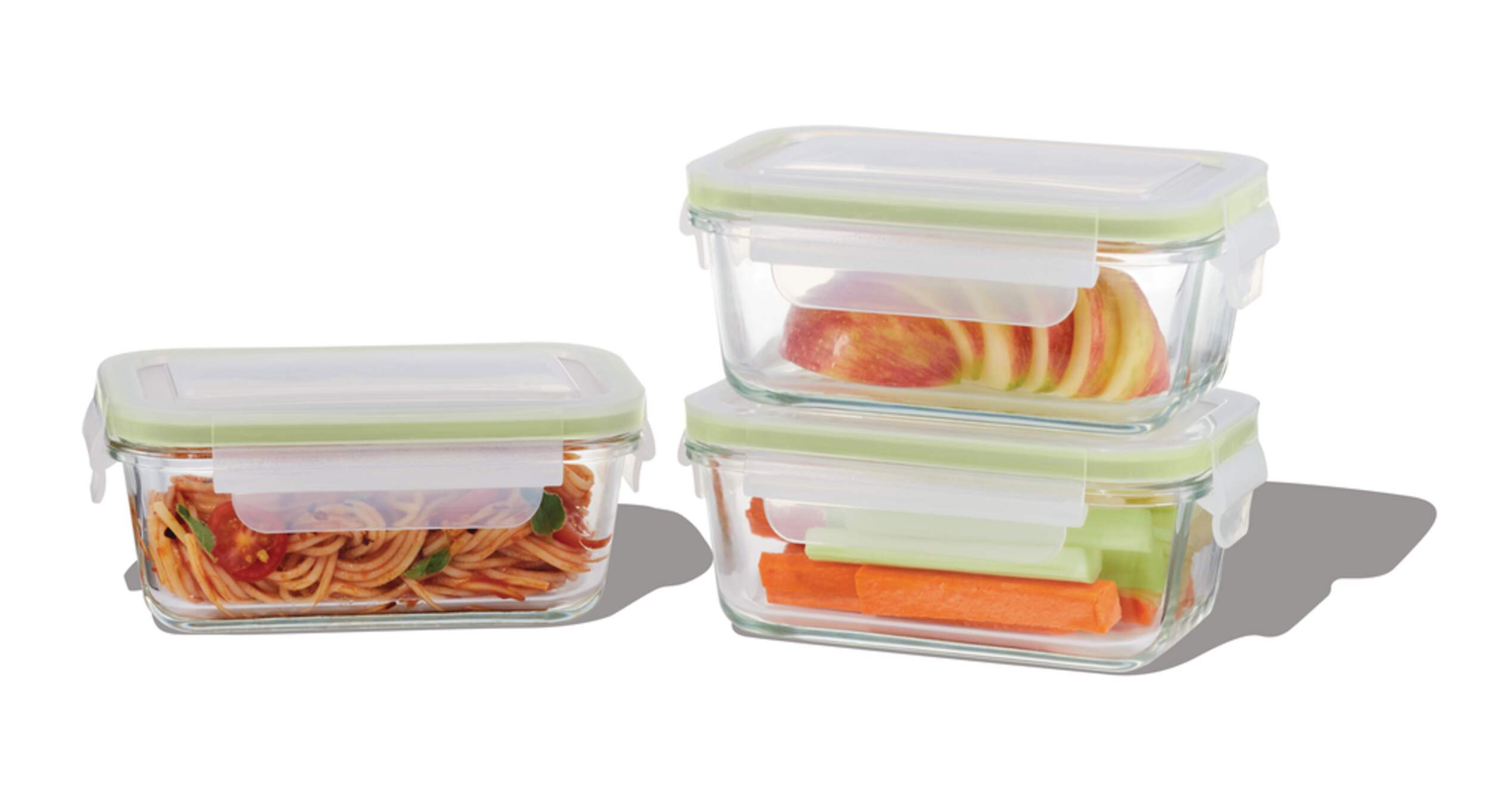 Vida by PADERNO Glass Clip Leakproof Lid Food Storage Container, 485 mL, 3 Count Front_Elevated