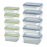 Vida by PADERNO Glass Clip Lid Food Storage Container Set with Leakproof Lids, 10 Count Front_Three_Fourths_Angled_Left