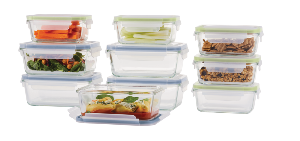 Vida by PADERNO Glass Clip Lid Food Storage Container Set Leakproof, 20 ...