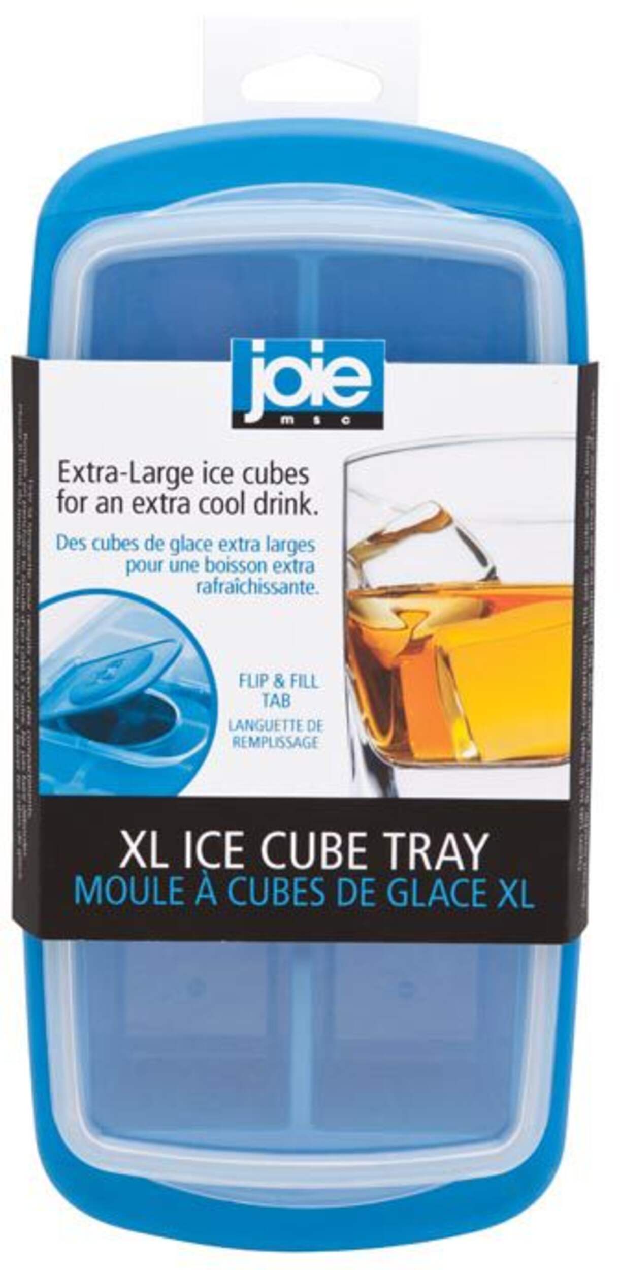 Joie Plastic Ice Cube Tray with Flip and Fill Tab, Extra Large Front_Flat
