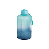 Manna Motivational Water Bottle with Leakproof Lid, Jumbo-Size, Ombre Blue, 3.7-L Front_Three_Fourths_Angled_Left