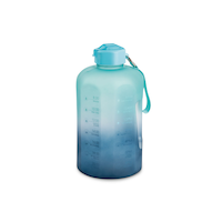 Manna Motivational Water Bottle with Leakproof Lid, Jumbo-Size, Ombre Blue, 3.7-L Front_Three_Fourths_Angled_Left