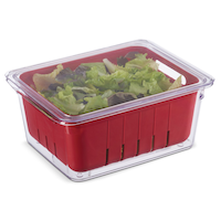 MASTER Chef Stackable Plastic Fridge Bin with Produce Basket, 3-pc Front_Angled_Right