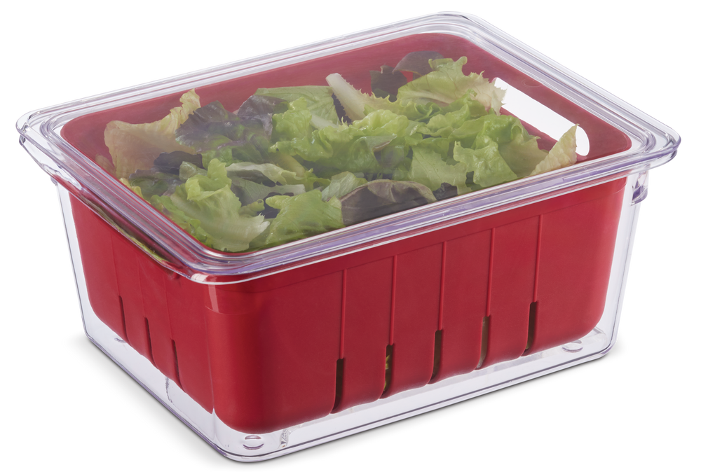 MASTER Chef Stackable Plastic Fridge Bin with Produce Basket, 3pc