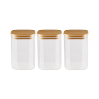 Vida by PADERNO Square Glass Pantry Storage Container Set with Airtight Bamboo Lid, 3 Count Front_Elevated