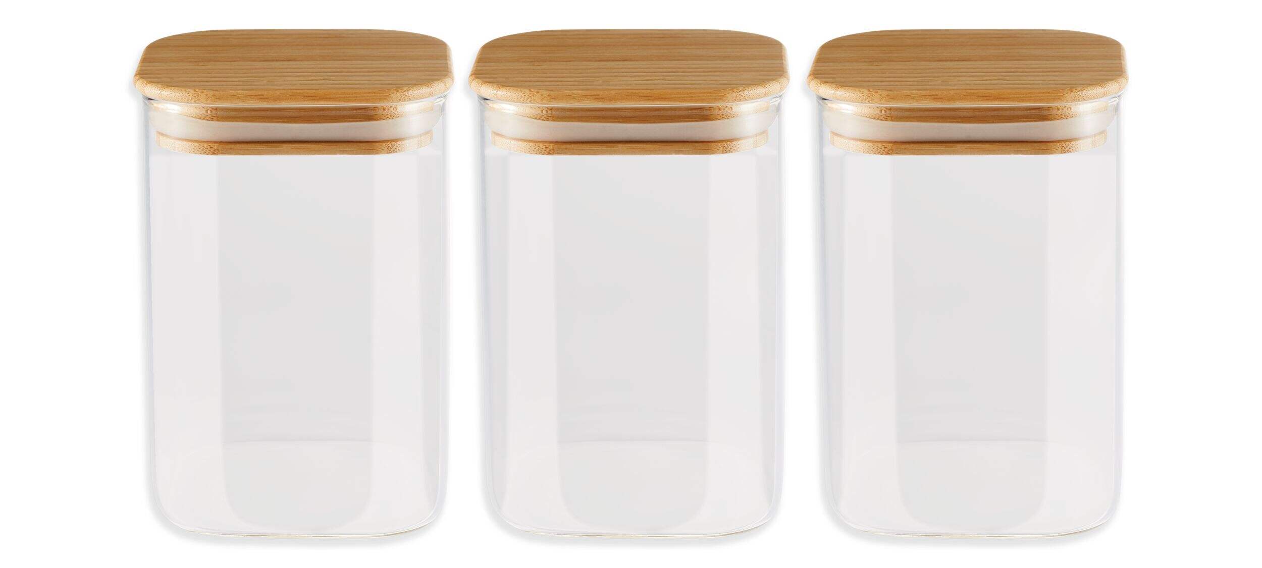 Ensemble de contenants en verre carrés pour garde-manger Vida par PADERNO, paq. 3 Front_Elevated