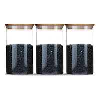 Vida by PADERNO Square Glass Pantry Storage Container Set with Airtight Bamboo Lid, 3 Count Front_Elevated