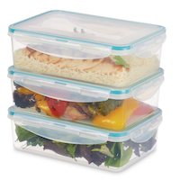 MASTER Chef BPA-Free Plastic Food Storage Container Set with Snapdown Lids, 1-L, 3 Count Front_Three_Fourths_Angled_Left