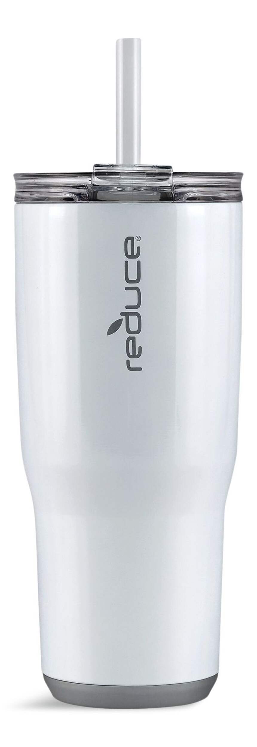 Reduce Insulated Stainless Steel Tumbler with 3-1 Lid with Straw, 24-oz, White Front_Flat