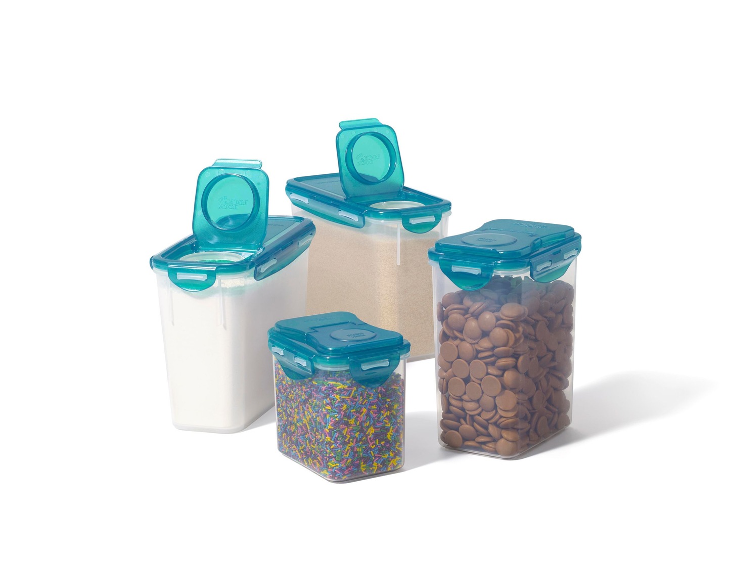 Lock & Lock Plastic Pantry in a Box Set with Fliptop Airtight Lid, 4pc