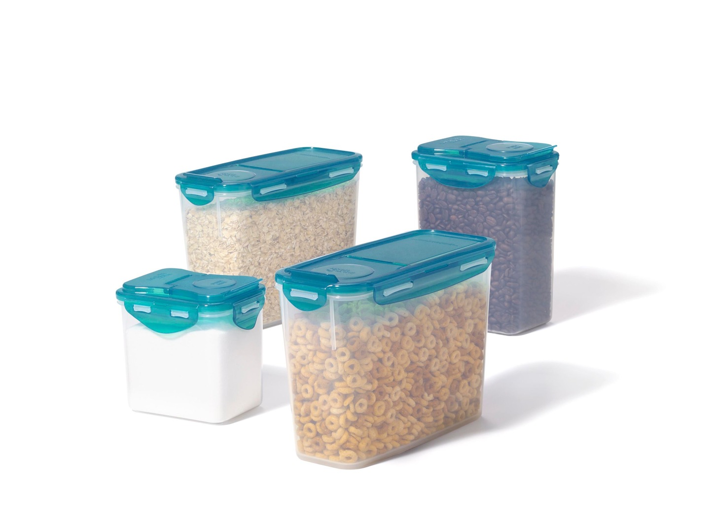 Lock & Lock Plastic Pantry in a Box Set with Fliptop Airtight Lid, 4pc